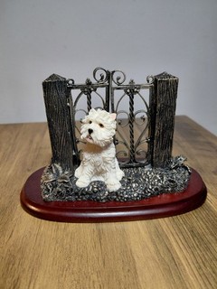 The Leonardo Collection Westie Dog Sitting Waiting by A Gate Ornament Figurine