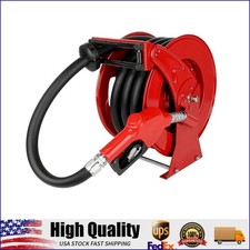 Fuel Hose Reel Retractable 33' x 1" Diesel Hose Reel with Auto Refueling Gun,Red