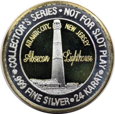 Collector's Series $40 Absecon Lighthouse Trumps Castle Gaming Token .999 Silver