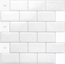 Water-Resistant 10-Sheet Geometric Tile Backsplash - 12"x12" Modern Design