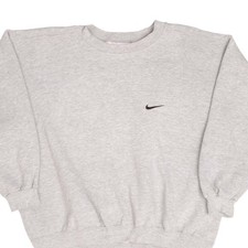 VINTAGE NIKE CLASSIC SWOOSH GREY SWEATSHIRT 1990S SIZE XL