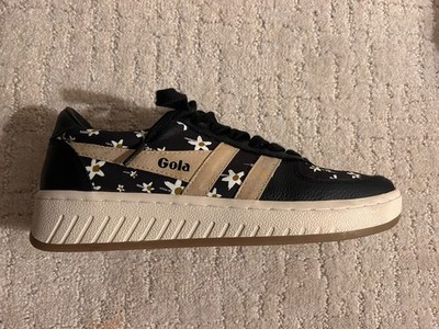 Gola Women's Size 9 EU 40 Black Gold White Flower Sneakers Tennis Shoes