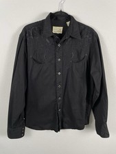 Roper Men?s Black Western Embroidered Blackout Snap Shirt Long Sleeve Large