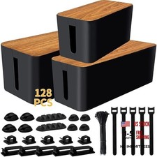 Cable Management Box Cable Management Kit for Power Strip to Hide 3 pack Black
