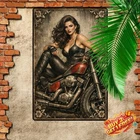 Motorcycle Woman Vintage Metal Wall Art Tin Sign 8x12 Home Decor Plaque