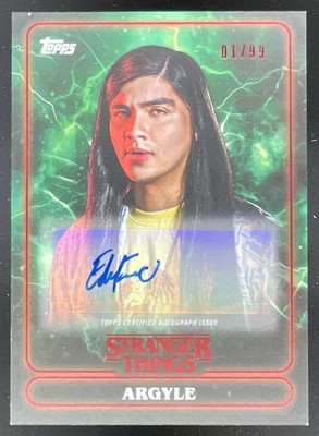 2025 Topps Stranger Things Green #18A Eduardo Franco as Argyle Auto /99