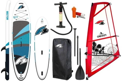 F2 Sector Windsurf 10.5 iSUP Board Stand Up Paddle Surfboard Checker 4,5qm Rigg - Bild 1 von 4