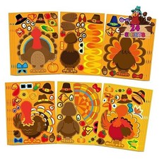 Make a 24PCS Thanksgiving Stickers for Kids Turkey Face Sticker Turkey Stickers