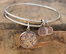 ALEX AND ANI Disney Ariel The Little Mermaid Silver Tone Charm Bangle Bracelet