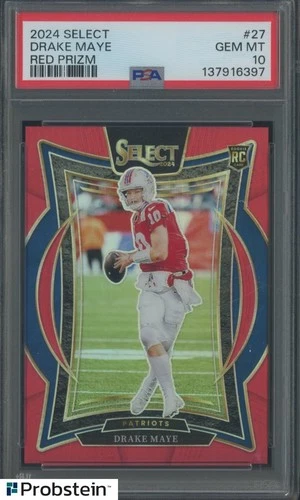 2024 Panini Select Red Prizm #27 Drake Maye Patriots RC Rookie 74/99 PSA 10
