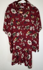 Vintage Liz Claiborne 2pc Matching Set Blouse and Skirt Red Floral Size 20 R