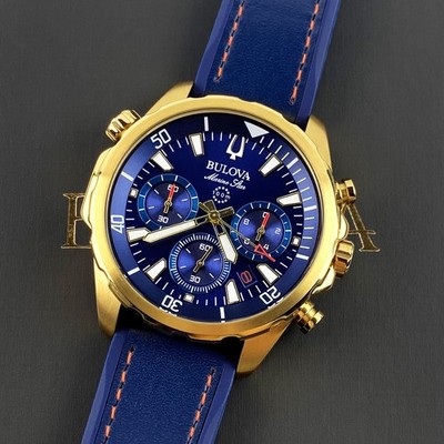 Bulova Marine Star 97B168 Quartz 43mm Blue Dial Blue Silicone Strap Men's Watch