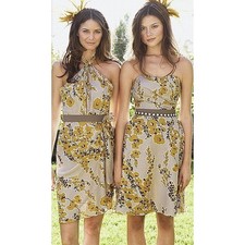 New Watters Yellow Floral Strapless Bridesmaids Dress Style 1341 Women's Size 10