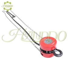 Hand Chain Hoist 1 Ton 2200 Lbs Capacity 10 Feet with 2 Heavy Duty Hooks Red