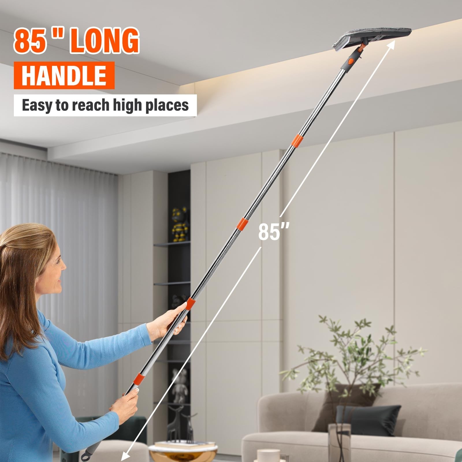 Wall mop Cleaner with 8 Replacement Pads,Wall Cleaning mop with Extension Pol...