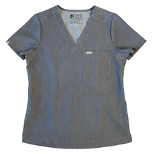 FIGS Catarina One-Pocket V Neck Scrub Top Short Sleeve Gray Women’s Size Small