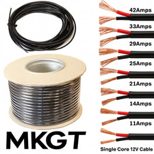 MKGT 2 Core Flat Twin Cable 12V 24V Thin Wall Wire Cable - 11A 14A 16.5A 21A 42A