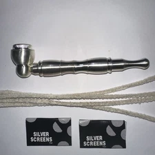 4.3" Metal Detachment Tobacco SILVER Smoking Pipe Cap Lid 10 Screen 4 Cleaner