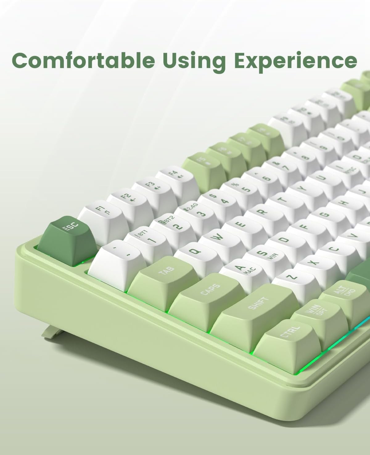 Womier DK75 75% Wireless Gaming Keyboard, RGB Backlit Creamy Keyboard Green 