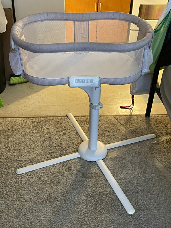 HALO Convertible Bedside Sleeper Bassinet, Breathable Mesh, Stand, Gray/White