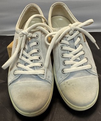 ECCO Women's Soft 7 Retro Grey Suede Casual Sneakers Size 7/7.5 Comfort Shoe