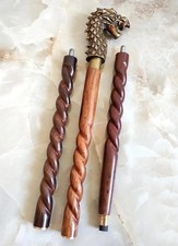 Antique Brass Dragon Head Handle Victorian Wooden Walking Stick Cane Gift