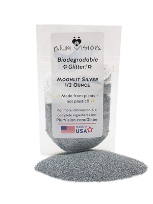Moonlit Silver Biodegradable Glitter 1/2 Ounce - Made from Plant Cellulose, Eart