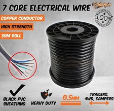 30M x 7 Core Wire Electrical Cable Extension Roll Car Trailer Caravan V90 Pvc