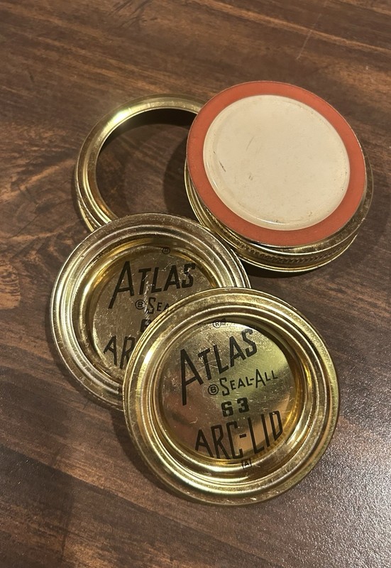 Atlas Seal-All 63 Arc-Lid - 3 Lids + 4 Bands - Never Used (No Box)