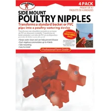 Poultry Nipples, Side Mount, 4 pk, Red