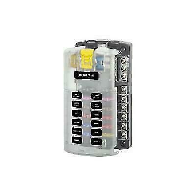 Blue Sea 5026 ST Blade ATO/ATC DC Fuse Block with Cover 12 Circuit Negative Bus
