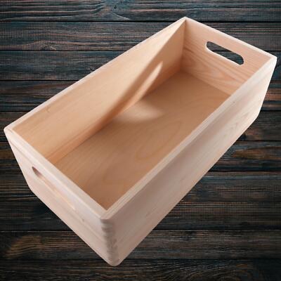 Holz Stapel Länglich Kiste Box | 40x20x14cm | Schlicht Offen Container Müllkorb