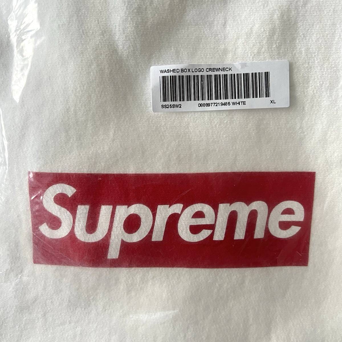 Supreme Washed Box Logo Crewneck Sweatshirt sz XL White SS25 In