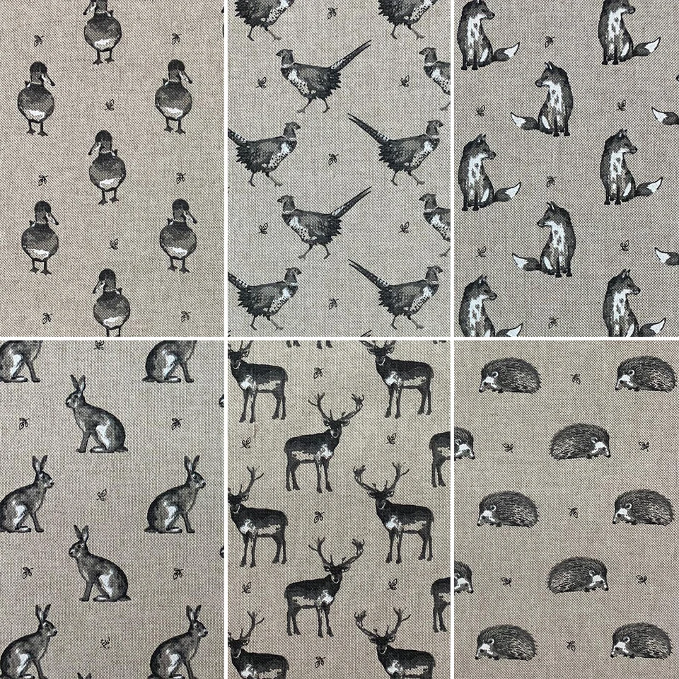 DISCOVER DIRECT Vintage Animals Design Cotton Rich Linen Fabric Curtaining & Upholstery 54" Wide