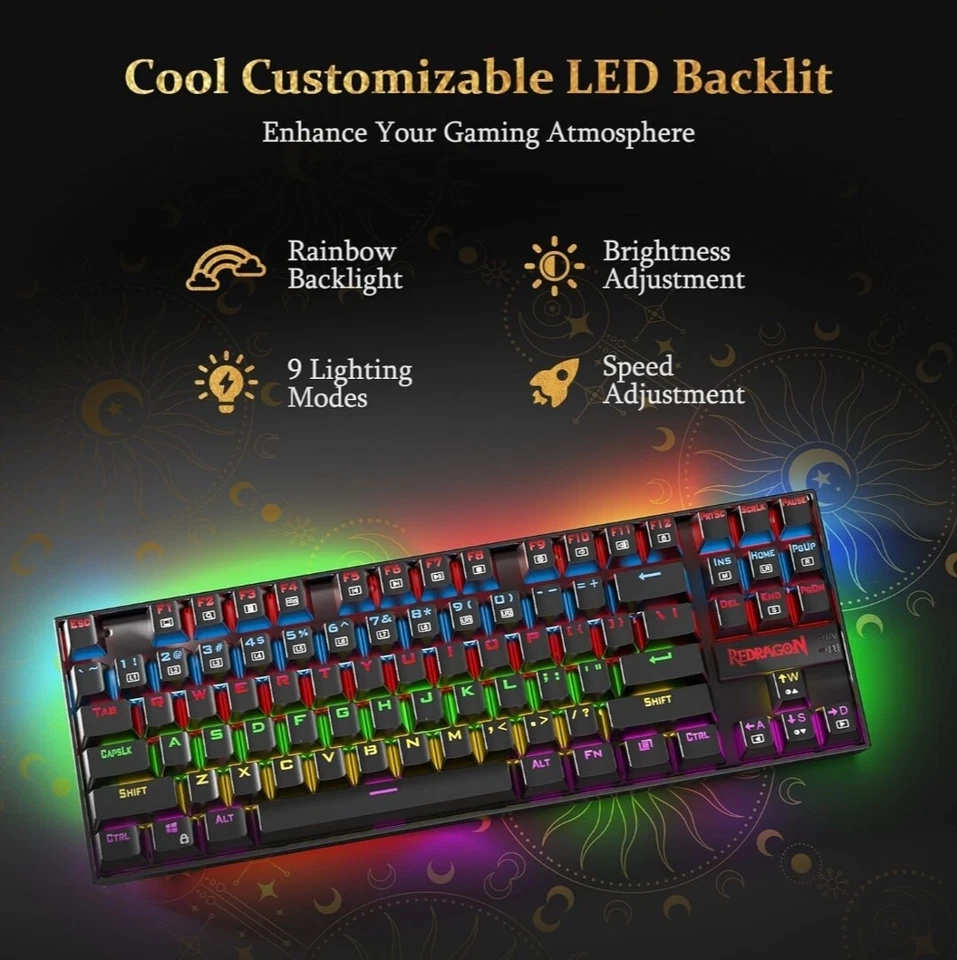 Redragon K552 Mechanical Gaming Keyboard RGB LED Rainbow Backlit Wired Keyboard - Image 2 of 4