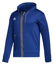 Adidas Men's Full Zip Performance Aeroready Hooded Jacket   Royal Blue