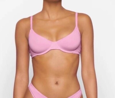 SKIMS Cotton Logo Demi Bra NEW Bubble Gum 44DD