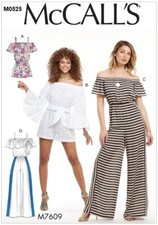 McCall's M7609 Misses Wide-leg Rompers, Jumpsuits Off-shoulder Pattern Size 4-14