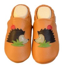 Liya's Leather Slippers Crib Shoes Slippers - 504 Hedgehog in Nazisse Yellow