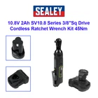 Sealey CP108VCRW Cordless Ratchet Wrench 45Nm 3/8InSq Drive 10.8V 2Ah Full kit