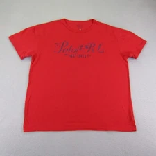 Polo Ralph Lauren Shirt Mens Medium Red Spell Out 41-381 RL Flag Crewneck Tee