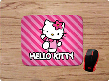 HELLO KITTY PINK STRIPES CUSTOM MOUSEPAD NON-SLIP CLASSIC CARTOON FREE SHIP USA