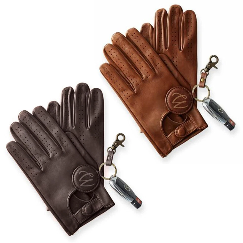Mens Classic Retro English Vintage Lambskin Leather Gloves Hole Quality Biker UK - Image 4 of 4