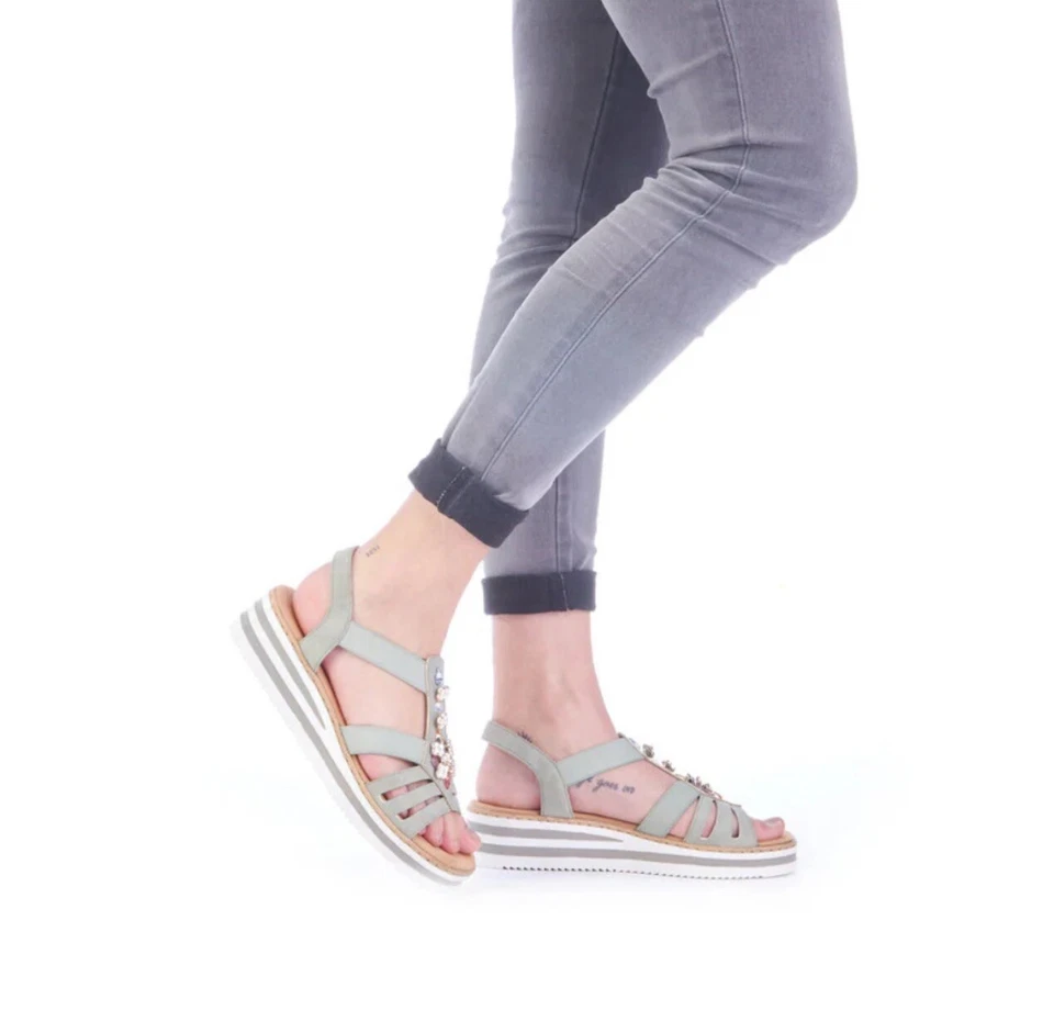 Rieker Wedge Sage-green Comfortable Sandals (European manufacturer). - Image 4 of 4