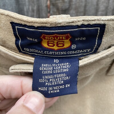 Vintage 90's/Y2K Route 66 Suede Leather Button Fly Flare Pants