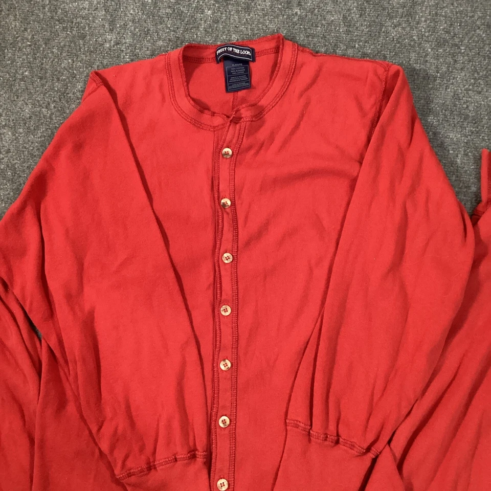 Pijama de una pieza rojo extra grande Fruit of the Loom para hombre ropa de salón de manga larga Foto 2 de 4