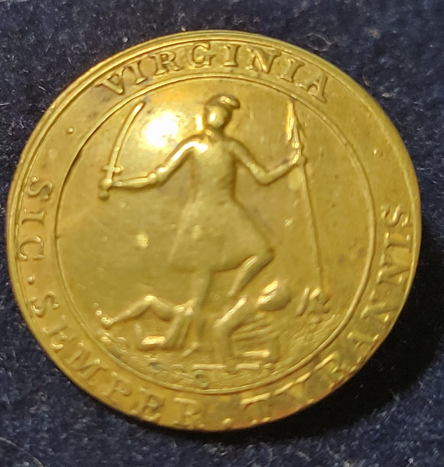 PRE CIVIL WAR CONFEDERATE 1 PIECE VIRGINIA STATE SEAL BUTTON ALBERT pre-civil-war-confederate-1-piece-virginia-state-seal-button-albert