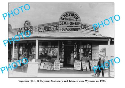 OLD LARGE PHOTO WYNNUM QUEENSLAND HEYMERS TOBACCO STORE c1920