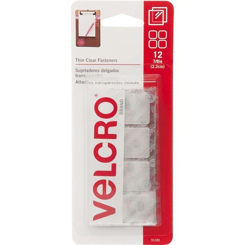 VELCRO(R) Brand Thin Fasteners Squares 7/8" 12/Pkg Clear - Picture 4 of 4
