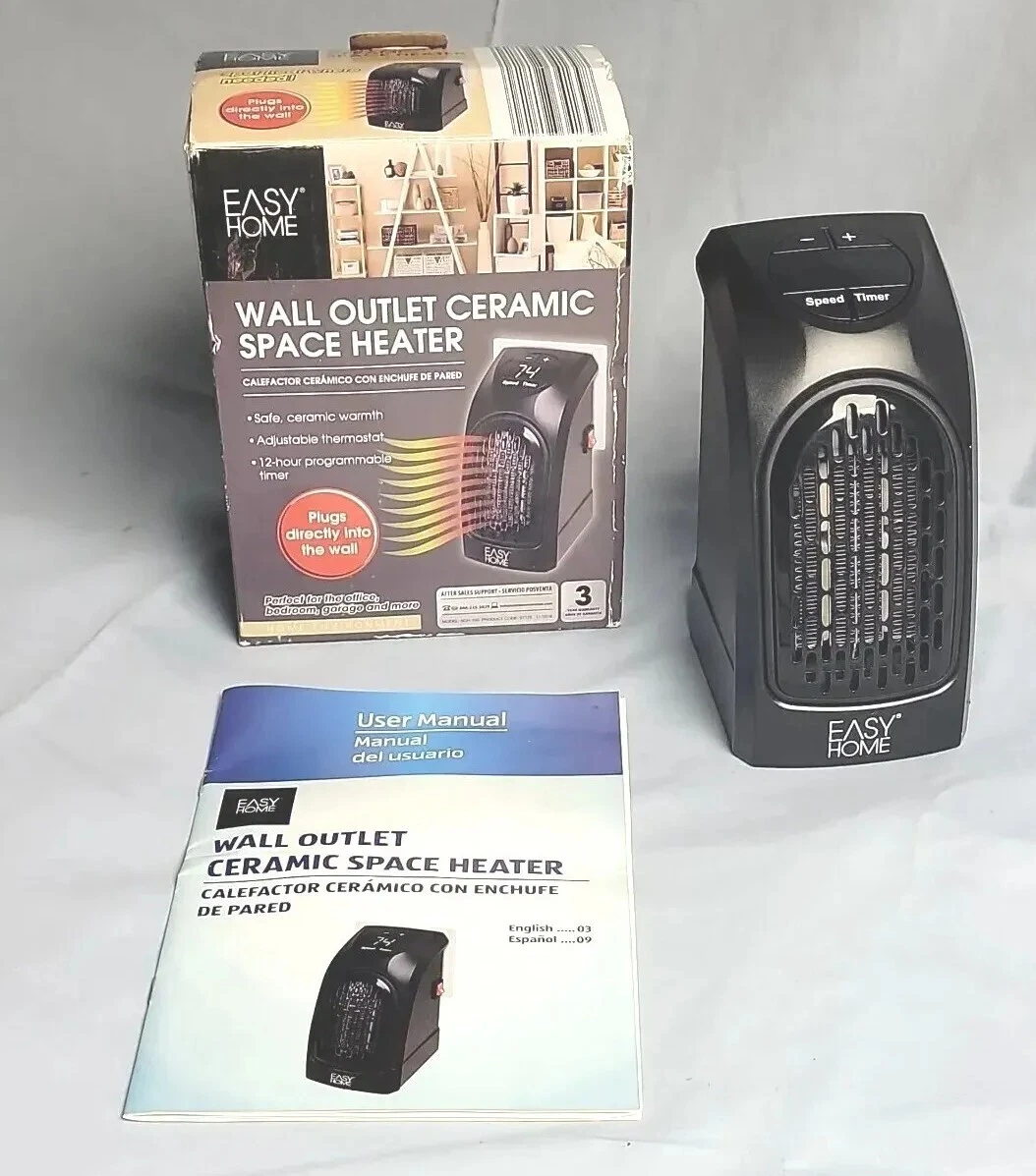 Easy Home Compact Ceramic Wall Outlet Digital Space Heater NOB | eBay